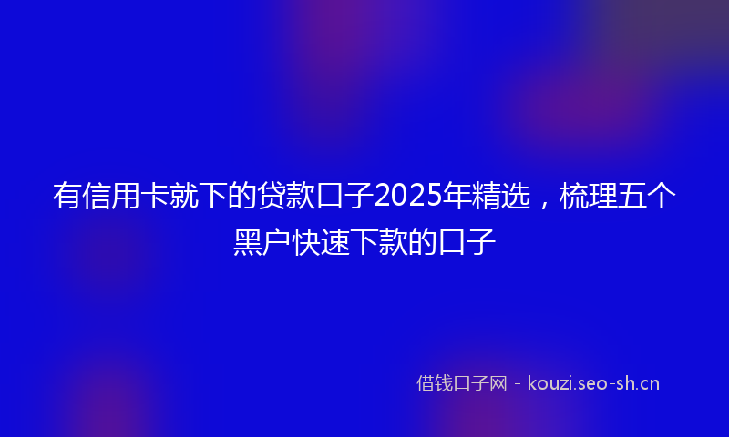 有信用卡就下的贷款口子2025年精选，梳理五个黑户快速下款的口子