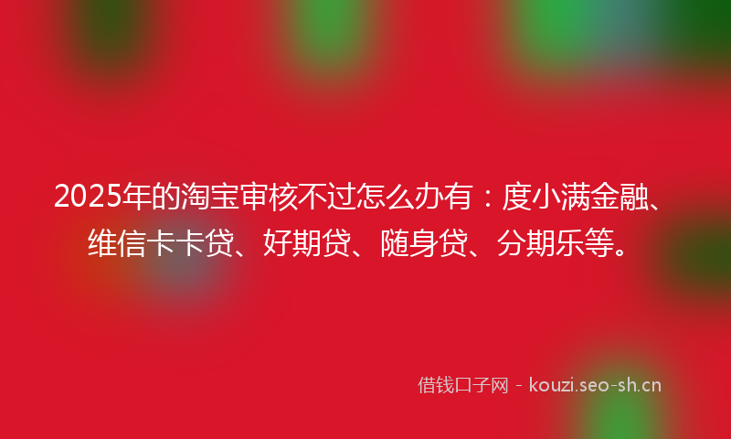 2025年的淘宝审核不过怎么办有：度小满金融、维信卡卡贷、好期贷、随身贷、分期乐等。