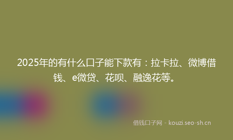 2025年的有什么口子能下款有：拉卡拉、微博借钱、e微贷、花呗、融逸花等。