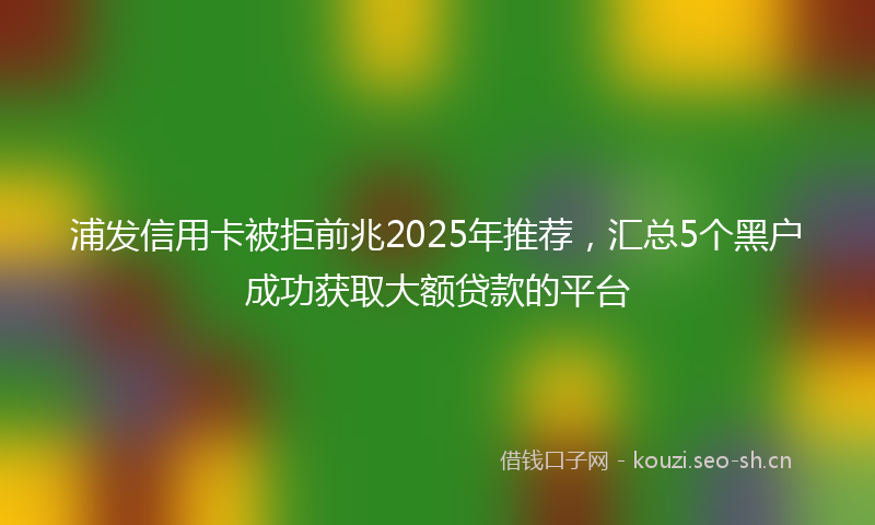 浦发信用卡被拒前兆2025年推荐，汇总5个黑户成功获取大额贷款的平台