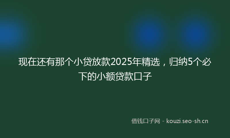 现在还有那个小贷放款2025年精选，归纳5个必下的小额贷款口子