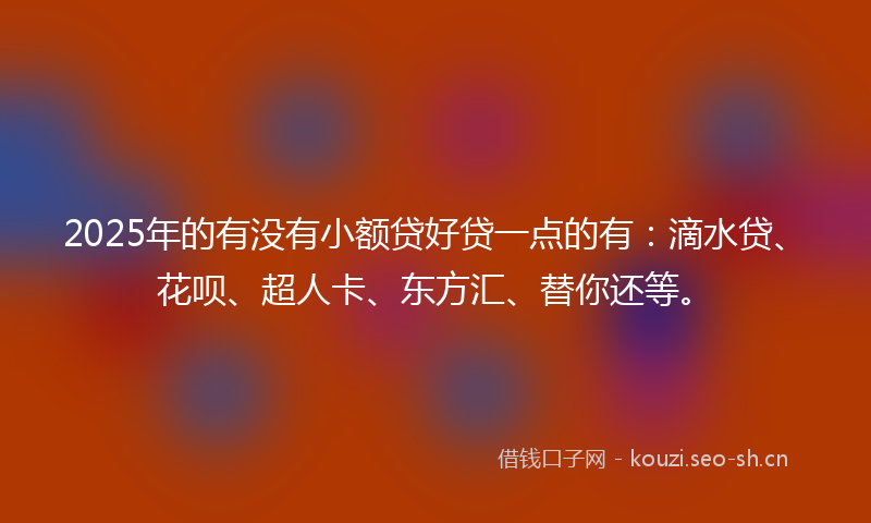 2025年的有没有小额贷好贷一点的有：滴水贷、花呗、超人卡、东方汇、替你还等。