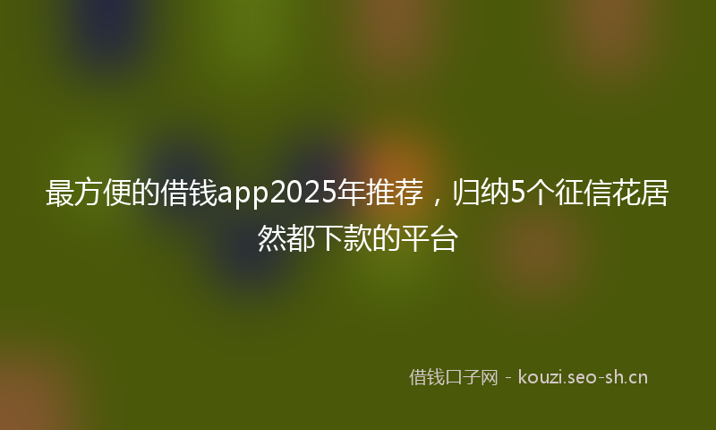 最方便的借钱app2025年推荐，归纳5个征信花居然都下款的平台