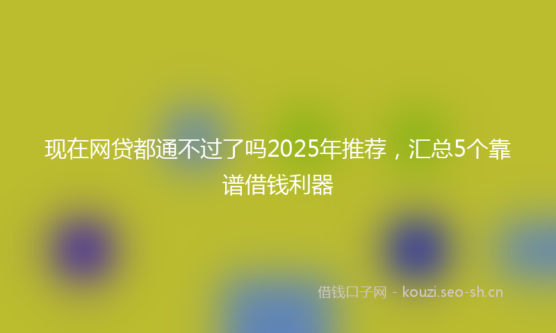 现在网贷都通不过了吗2025年推荐,汇总5个靠谱借钱利器