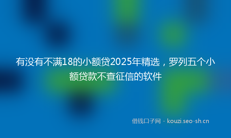 有没有不满18的小额贷2025年精选，罗列五个小额贷款不查征信的软件