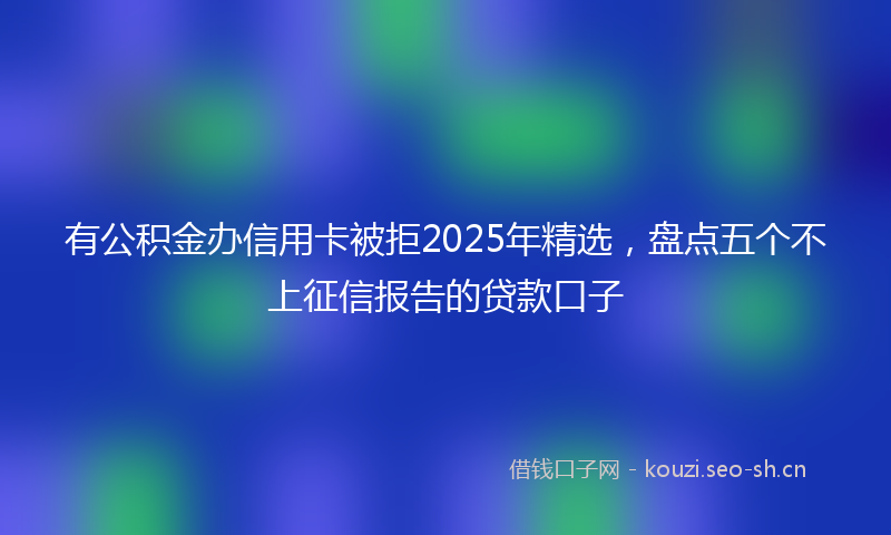 有公积金办信用卡被拒2025年精选，盘点五个不上征信报告的贷款口子