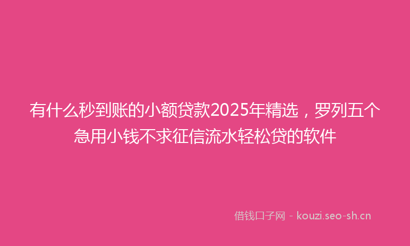有什么秒到账的小额贷款2025年精选，罗列五个急用小钱不求征信流水轻松贷的软件