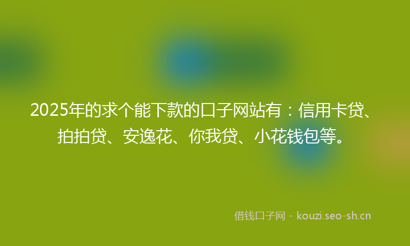 2025年的求个能下款的口子网站有：信用卡贷、拍拍贷、安逸花、你我贷、小花钱包等。