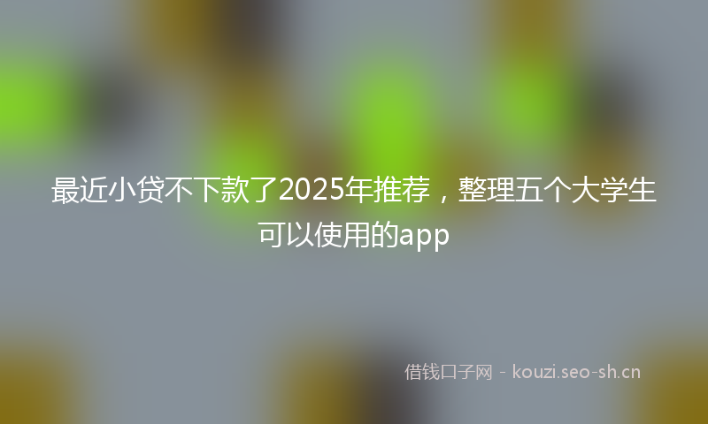 最近小贷不下款了2025年推荐，整理五个大学生可以使用的app