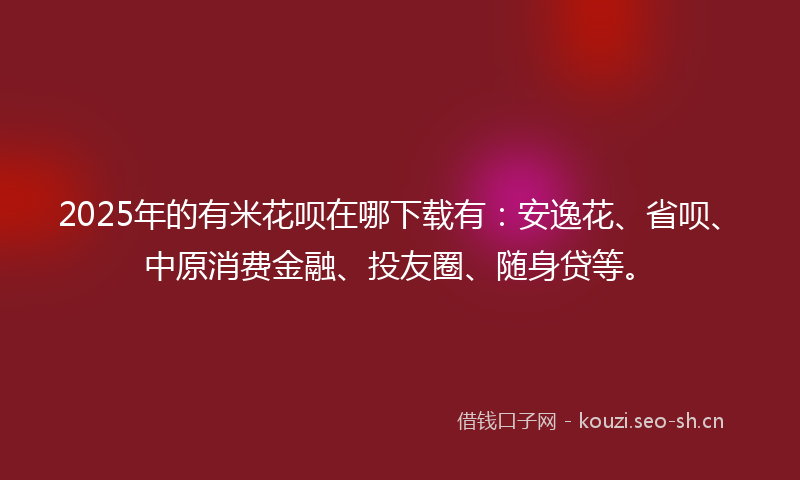 2025年的有米花呗在哪下载有:安逸花、省呗、中原消费金融、投友圈、随身贷等。