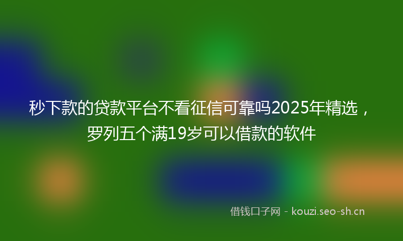 秒下款的贷款平台不看征信可靠吗2025年精选，罗列五个满19岁可以借款的软件
