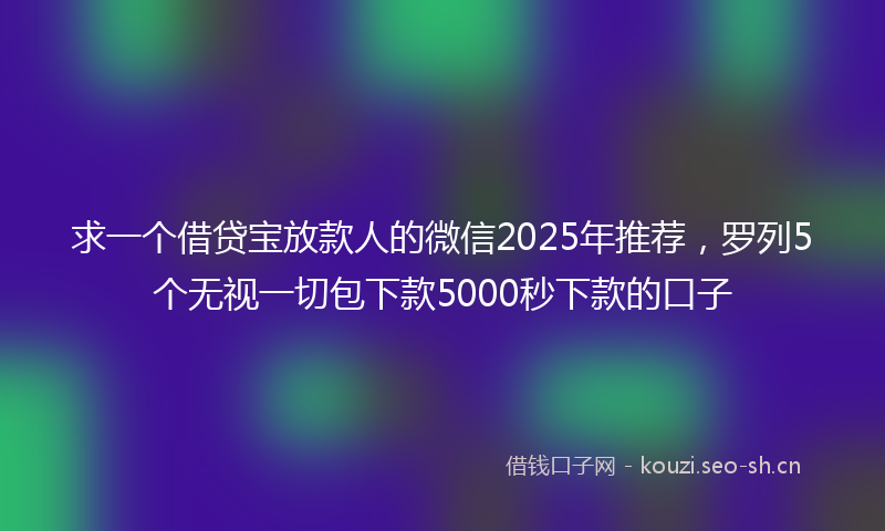 求一个借贷宝放款人的微信2025年推荐，罗列5个无视一切包下款5000秒下款的口子