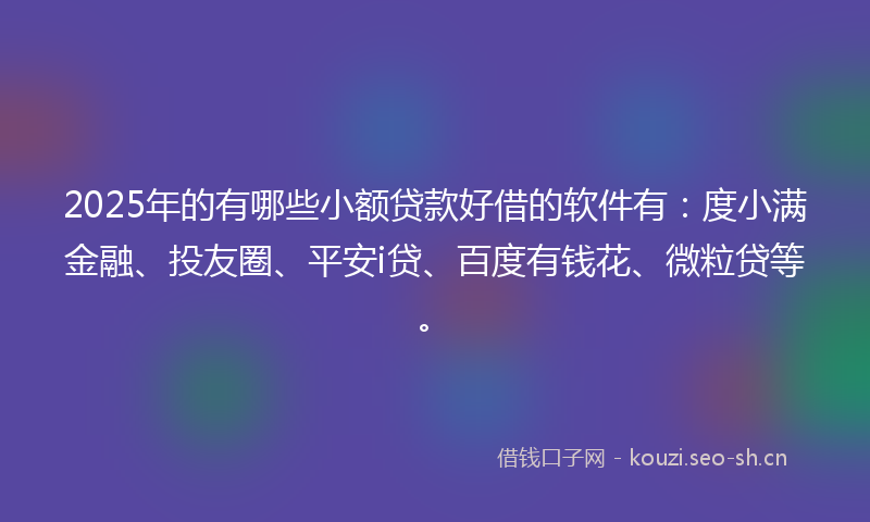 2025年的有哪些小额贷款好借的软件有：度小满金融、投友圈、平安i贷、百度有钱花、微粒贷等。