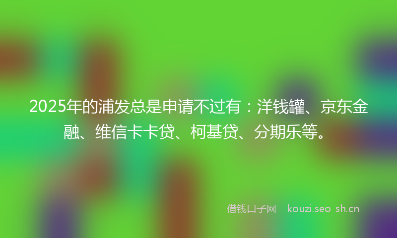 2025年的浦发总是申请不过有:洋钱罐、京东金融、维信卡卡贷、柯基贷、分期乐等。