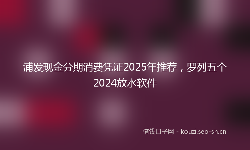 浦发现金分期消费凭证2025年推荐，罗列五个2024放水软件