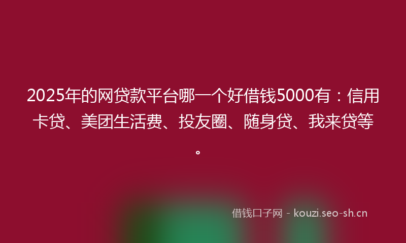 2025年的网贷款平台哪一个好借钱5000有：信用卡贷、美团生活费、投友圈、随身贷、我来贷等。