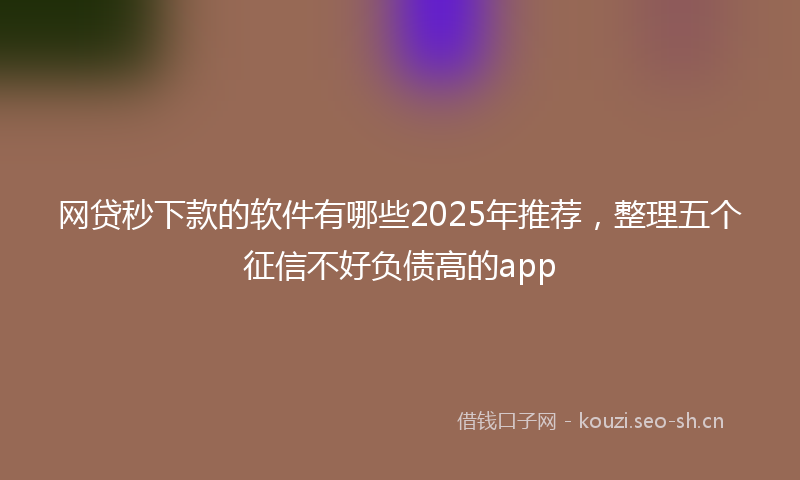 网贷秒下款的软件有哪些2025年推荐，整理五个征信不好负债高的app