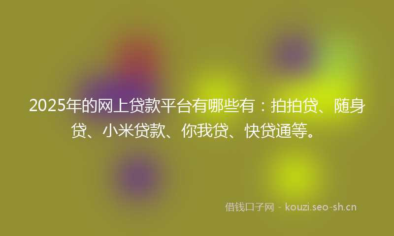 2025年的网上贷款平台有哪些有：拍拍贷、随身贷、小米贷款、你我贷、快贷通等。