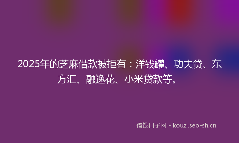 2025年的芝麻借款被拒有：洋钱罐、功夫贷、东方汇、融逸花、小米贷款等。