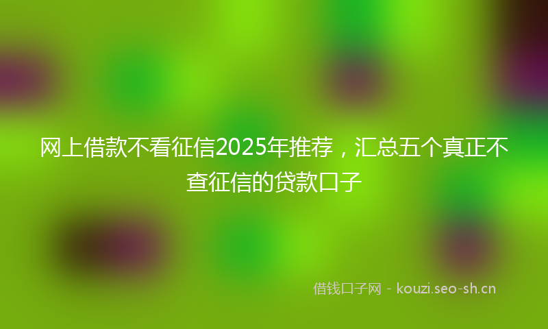 网上借款不看征信2025年推荐，汇总五个真正不查征信的贷款口子