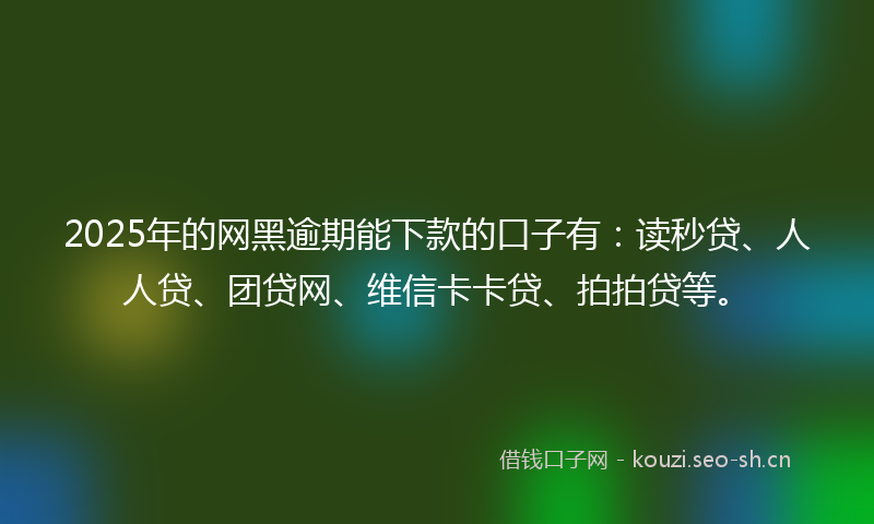 2025年的网黑逾期能下款的口子有：读秒贷、人人贷、团贷网、维信卡卡贷、拍拍贷等。