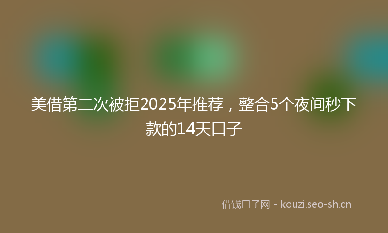 美借第二次被拒2025年推荐，整合5个夜间秒下款的14天口子