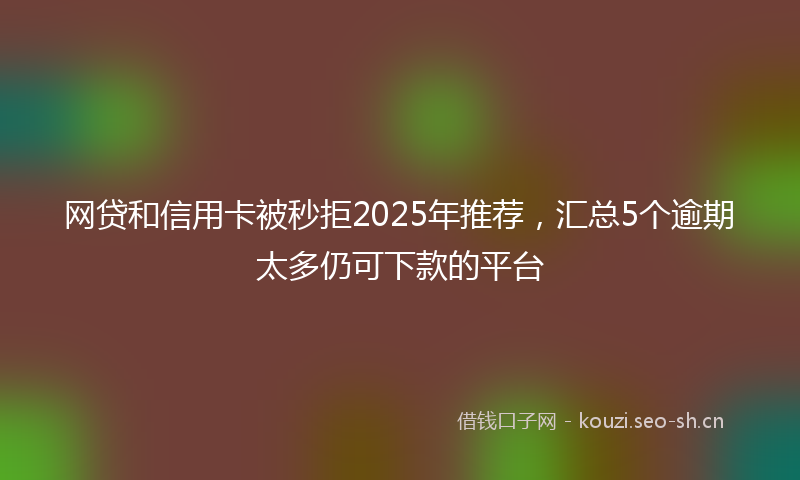 网贷和信用卡被秒拒2025年推荐，汇总5个逾期太多仍可下款的平台