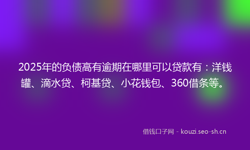 2025年的负债高有逾期在哪里可以贷款有：洋钱罐、滴水贷、柯基贷、小花钱包、360借条等。