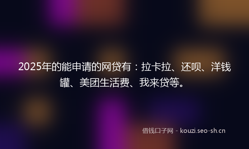 2025年的能申请的网贷有：拉卡拉、还呗、洋钱罐、美团生活费、我来贷等。