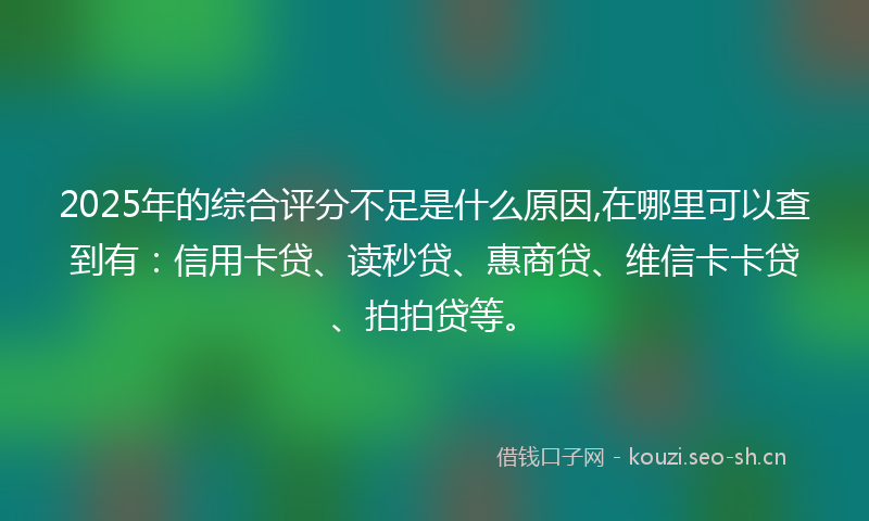 2025年的综合评分不足是什么原因,在哪里可以查到有:信用卡贷、读秒贷、惠商贷、维信卡卡贷、拍拍贷等。