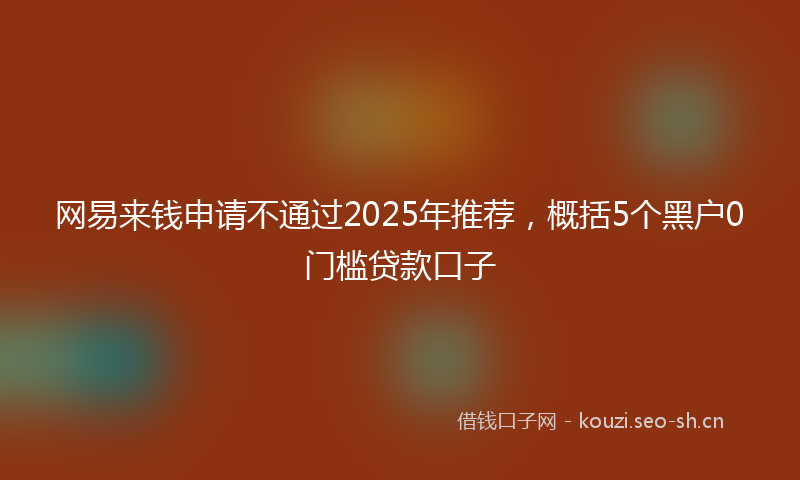 网易来钱申请不通过2025年推荐，概括5个黑户0门槛贷款口子