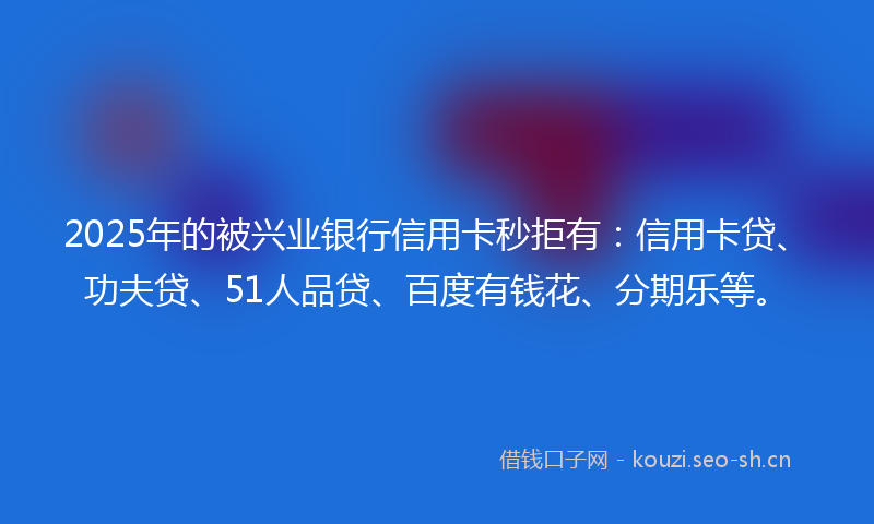 2025年的被兴业银行信用卡秒拒有：信用卡贷、功夫贷、51人品贷、百度有钱花、分期乐等。