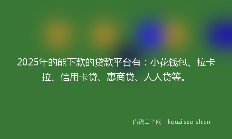 2025年的能下款的贷款平台有：小花钱包、拉卡拉、信用卡贷、惠商贷、人人贷等。