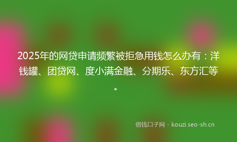 2025年的网贷申请频繁被拒急用钱怎么办有：洋钱罐、团贷网、度小满金融、分期乐、东方汇等。