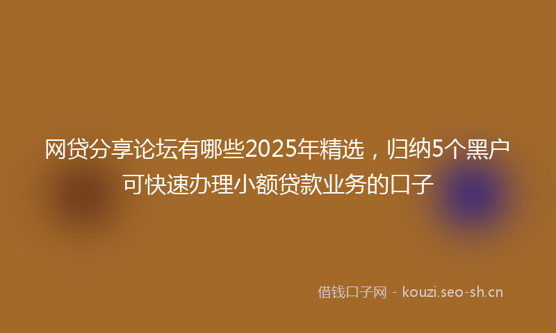 网贷分享论坛有哪些2025年精选，归纳5个黑户可快速办理小额贷款业务的口子