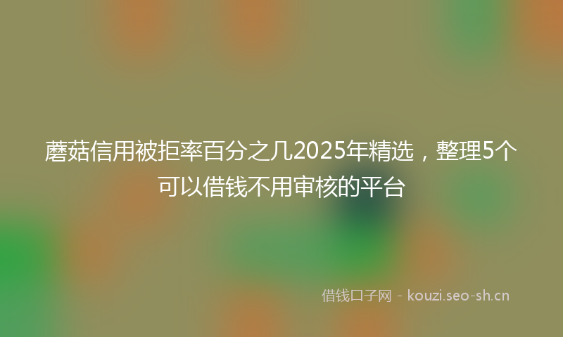 蘑菇信用被拒率百分之几2025年精选，整理5个可以借钱不用审核的平台