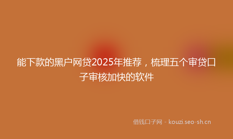 能下款的黑户网贷2025年推荐，梳理五个审贷口子审核加快的软件