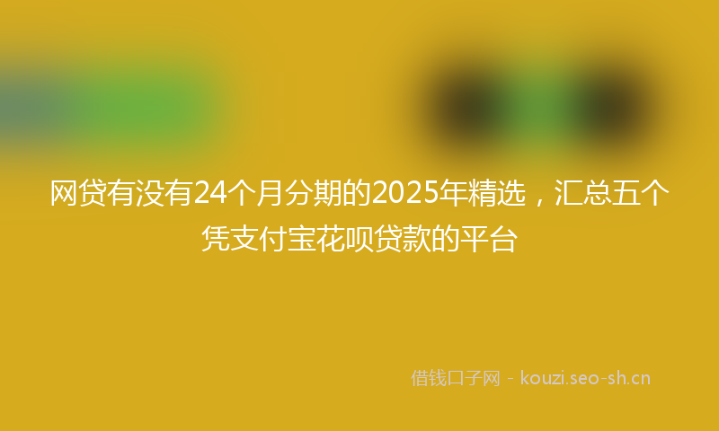 网贷有没有24个月分期的2025年精选，汇总五个凭支付宝花呗贷款的平台