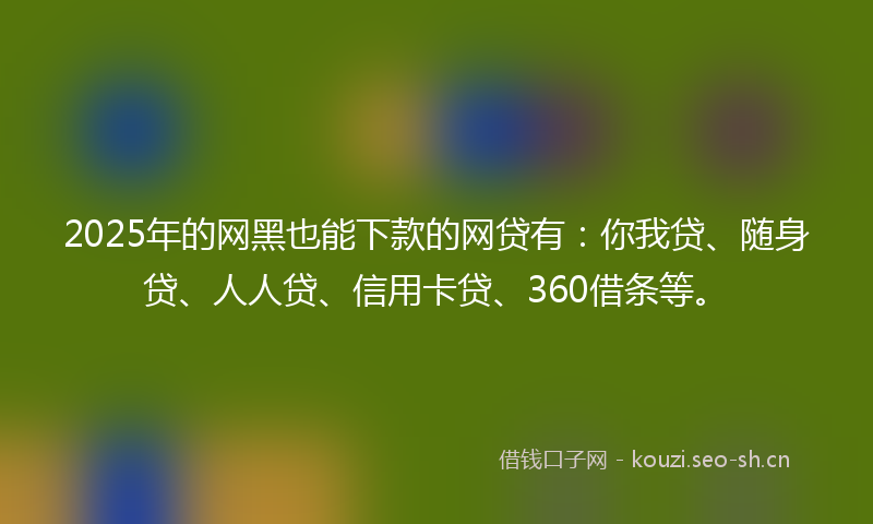 2025年的网黑也能下款的网贷有：你我贷、随身贷、人人贷、信用卡贷、360借条等。