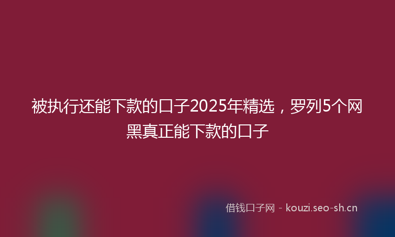 被执行还能下款的口子2025年精选，罗列5个网黑真正能下款的口子