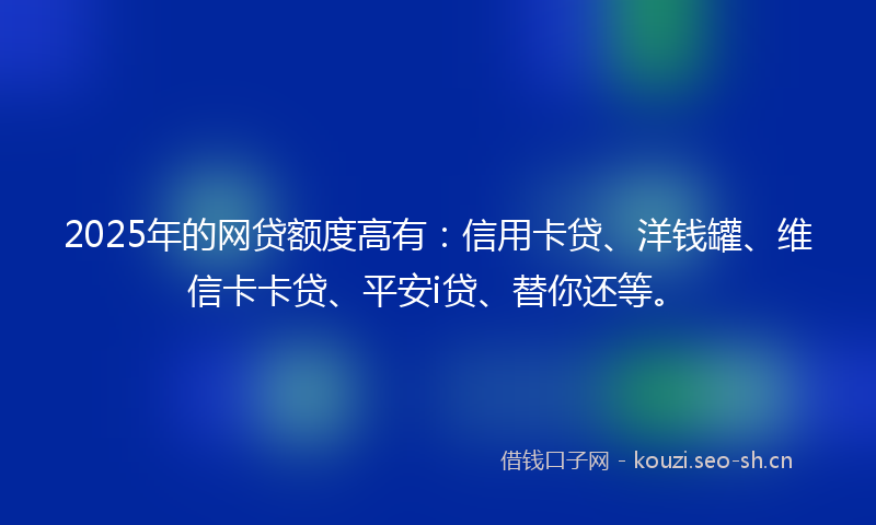 2025年的网贷额度高有：信用卡贷、洋钱罐、维信卡卡贷、平安i贷、替你还等。