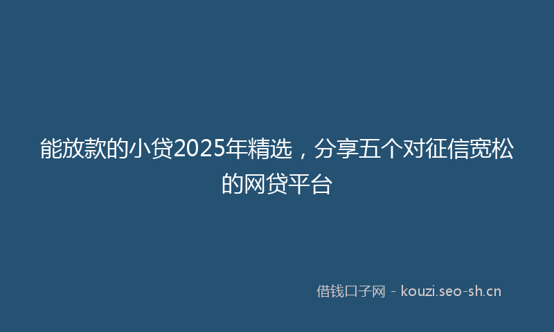 能放款的小贷2025年精选，分享五个对征信宽松的网贷平台