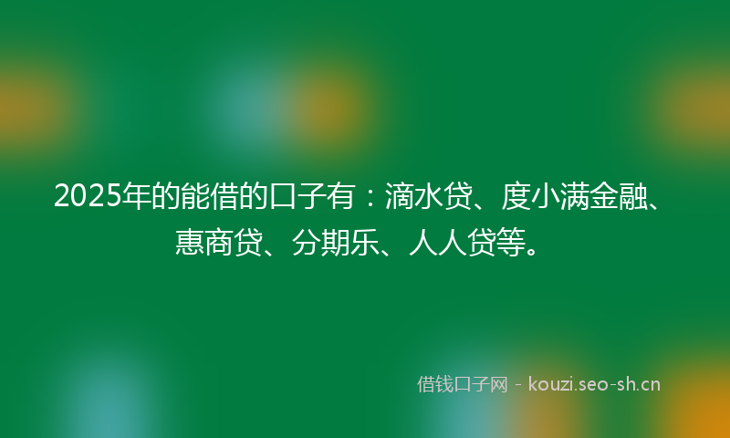 2025年的能借的口子有：滴水贷、度小满金融、惠商贷、分期乐、人人贷等。