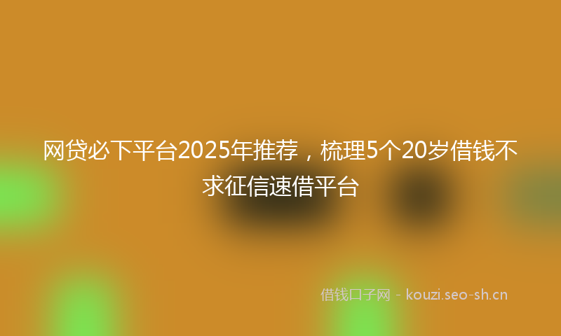 网贷必下平台2025年推荐,梳理5个20岁借钱不求征信速借平台