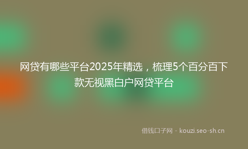 网贷有哪些平台2025年精选，梳理5个百分百下款无视黑白户网贷平台
