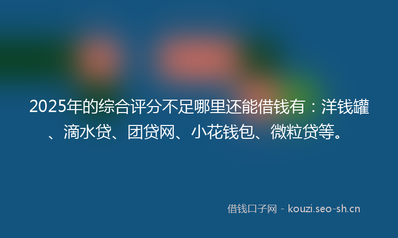2025年的综合评分不足哪里还能借钱有：洋钱罐、滴水贷、团贷网、小花钱包、微粒贷等。