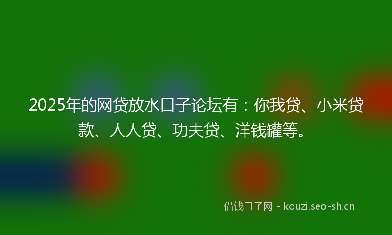 2025年的网贷放水口子论坛有：你我贷、小米贷款、人人贷、功夫贷、洋钱罐等。