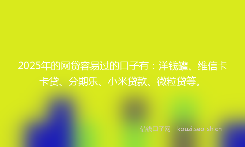 2025年的网贷容易过的口子有：洋钱罐、维信卡卡贷、分期乐、小米贷款、微粒贷等。