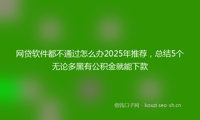 网贷软件都不通过怎么办2025年推荐，总结5个无论多黑有公积金就能下款