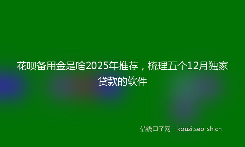花呗备用金是啥2025年推荐，梳理五个12月独家贷款的软件